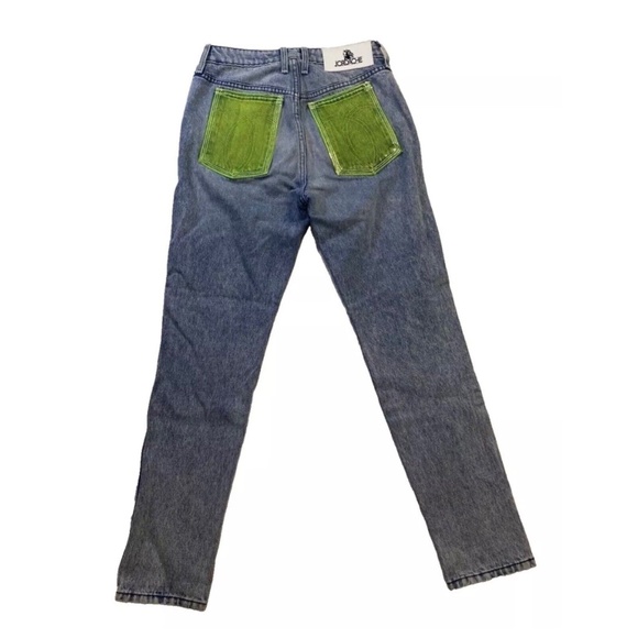 Jordache Yellow PVC Pocket High Rise Vintage Crop Women's Blue Jeans Size 25 - Picture 14 of 14